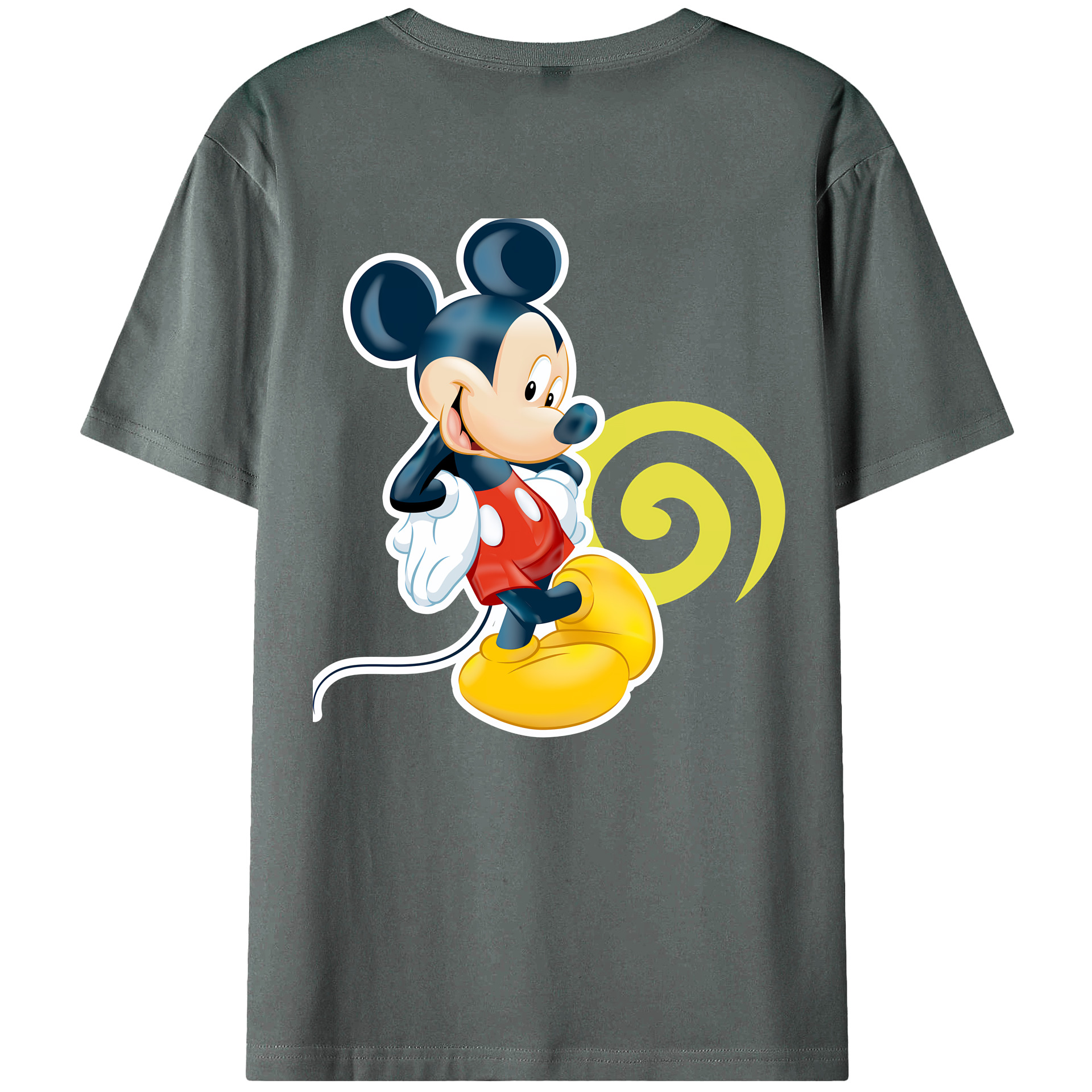（画像用） ミッキーマウス Mickey Mouse 綿100％ メンズ半袖Tシャツ（バックプリント） 通気性